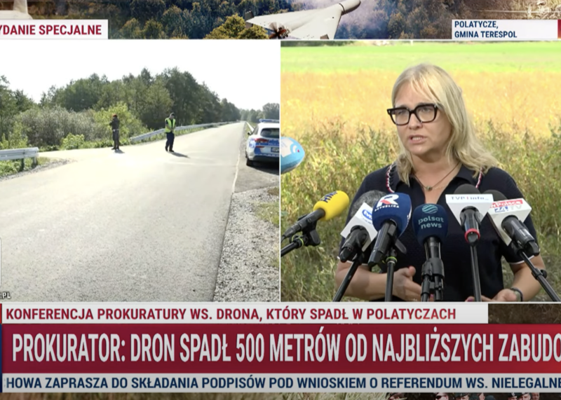 Konferencja prokuratury o dronie spod Terespola