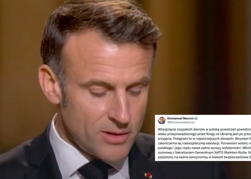 Macron o rosyjskich dronach nad Polską