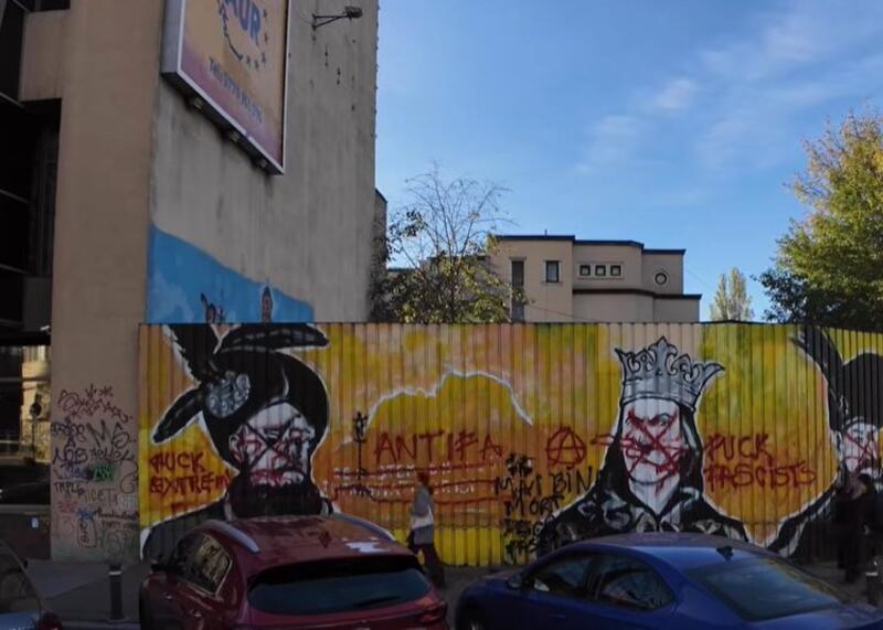 terroryści z Antify w akcie wandalizmu na siedzibie AUR