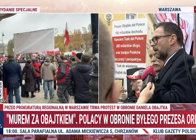 Trwa protest w obronie Daniela Obajtka przed Prokuraturą Regionalną w Warszawie