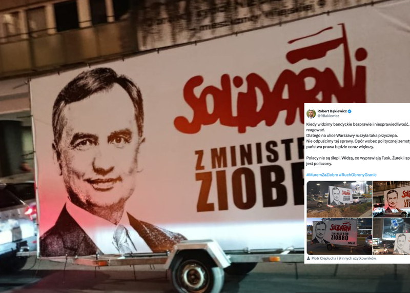 Na ulicach Warszawy pojawiły się mobilne banery w obronie Ziobry