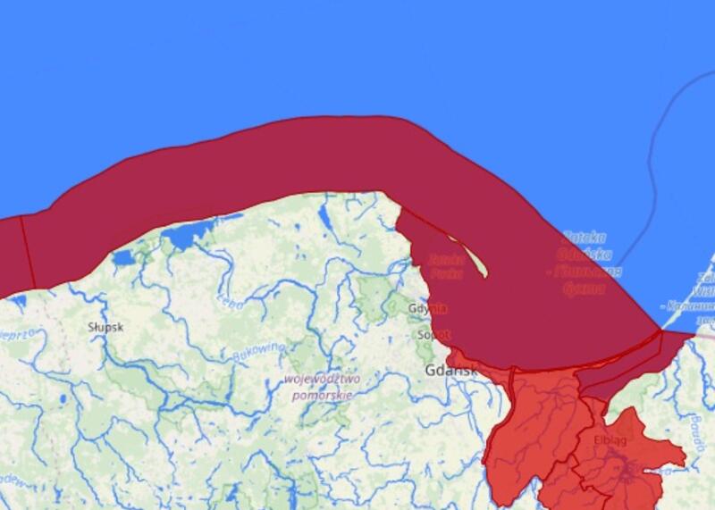 mapa zagrożenia cofką