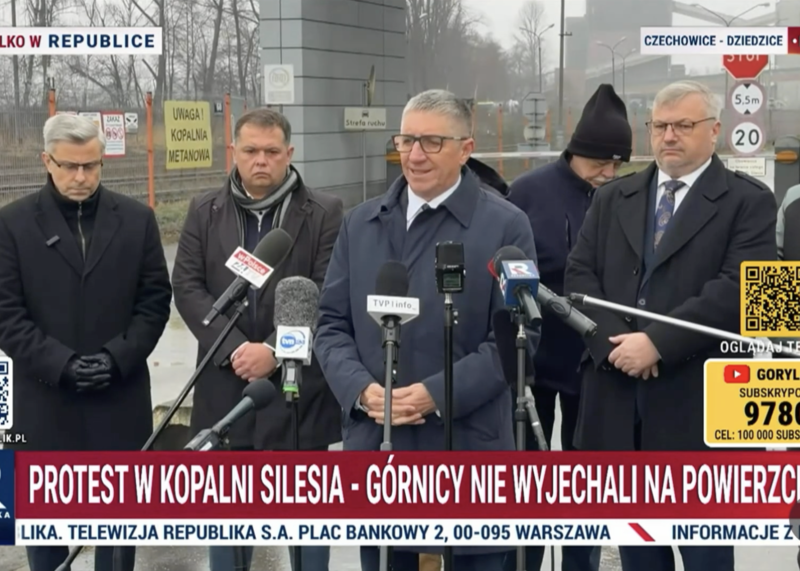 Protest górników w kopalni Silesia