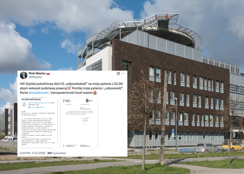 Szpital Południowy odpowiedział po dwóch tygodniach. Nisztor: nie odniesiono się do pytań