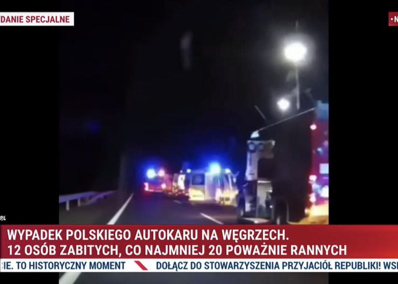 Tragiczny wypadek polskiego autokaru na Węgrzech. Zginęło 12 osób
