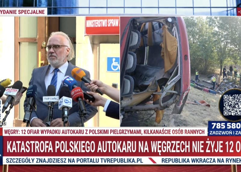 Nowe informacje MSZ po wypadku polskiego autokaru na Węgrzech
