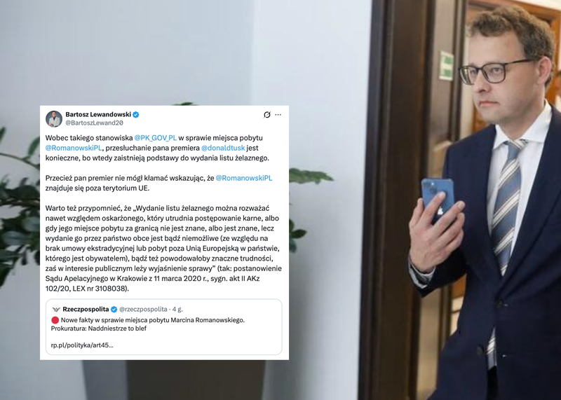 Bartosz Lewandowski chce przesłuchania Tuska ws. Romanowskiego