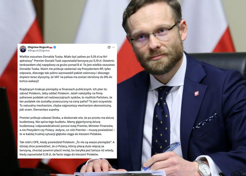 Zbigniew Bogucki odpowiada Tuskowi w sprawie cen paliw