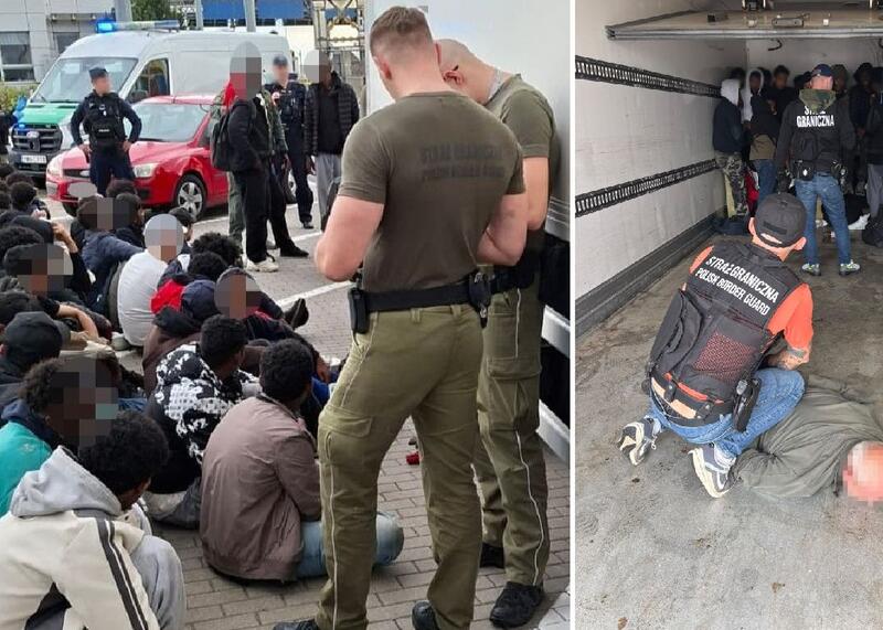 imigranci przewożeni w chłodni