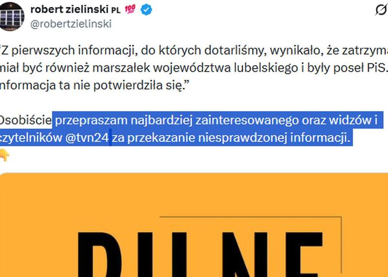 kolejne przeprosiny z redakcji TVN24