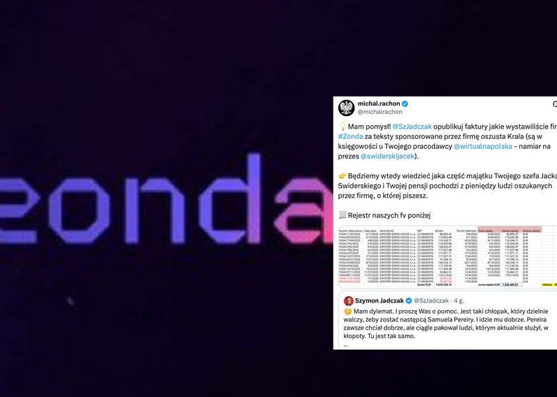 Michał Rachoń pyta WP o faktury Zondacrypto