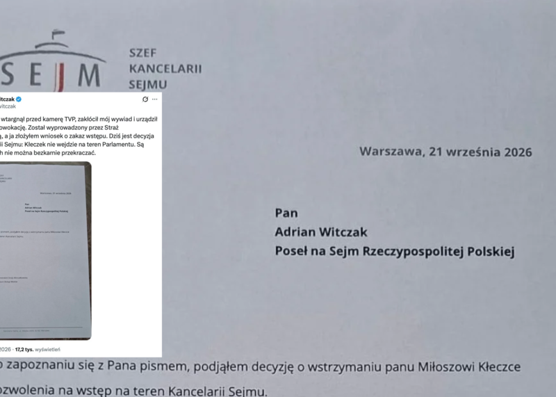 Miłosz Kłeczek z zakazem wstępu do Sejmu