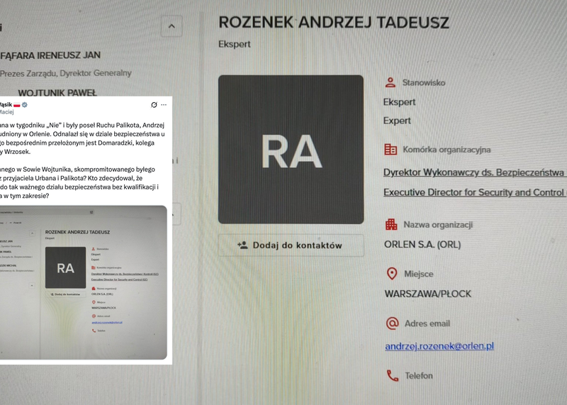 Maciej Wąsik o zatrudnieniu Andrzeja Rozenka w Orlenie